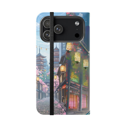 🦚🌸 Techno Plumes Peacock Flip Case – Neon Elegance & Sakura Dreams