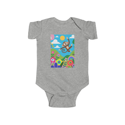 Playful Young Monkey Baby Bodysuit – Whimsical Jungle Adventure Design