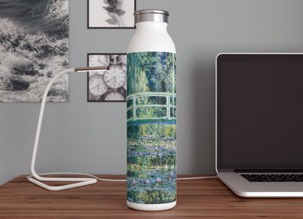 Water Lilies and Japanese Bridge by Claude Monet Slim Water Bottle