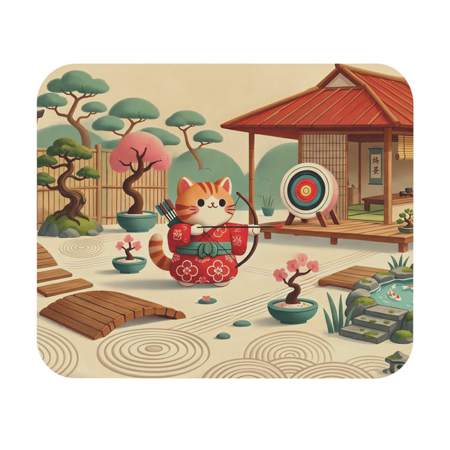 Archer Kitten in the Zen Garden Mouse Pad – Focus, Whimsy & Zen Balance