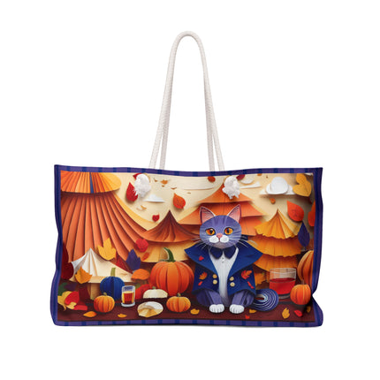 British Shorthair at an Autumn Market Weekender Bag