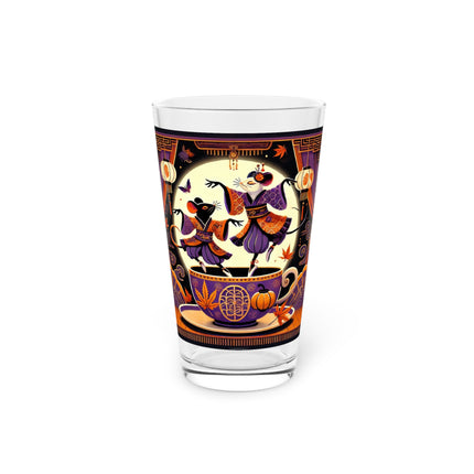 Theatrical Halloween Kabuki Mice Glass, 16oz