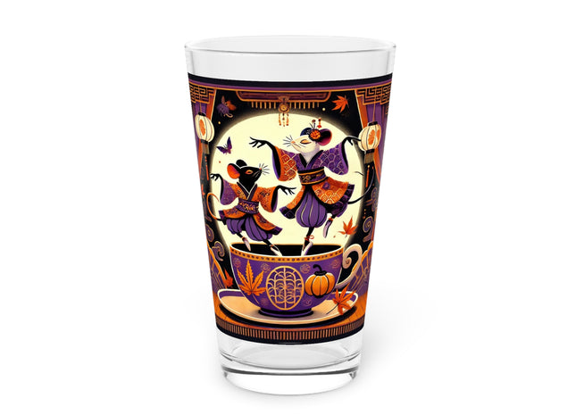 Theatrical Halloween Kabuki Mice Glass, 16oz