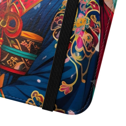 🦊⚔️ Cyberpunk Samurai Maiden Flip Case – Neon Grace & Warrior Courage