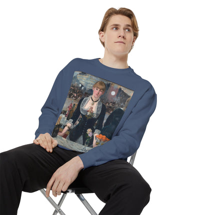 A Bar at the Folies-Bergère by Edouard Manet Unisex Garment-Dyed Sweatshirt