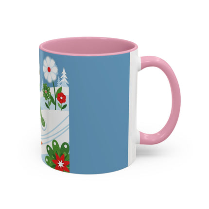 🎿❄️ The Winter Garden Skier Colorful Mug – Whimsical Holiday Fantasy