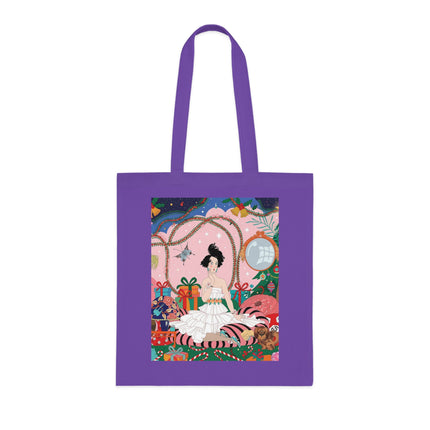 🎄🌹 Christmas Morning In The Rose Parlor Cotton Tote Bag – Art Deco Holiday Romance