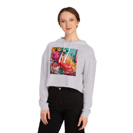 Peonies in Full Bloom Women’s Cropped Hooded Sweatshirt