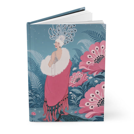 🦚🌸 The Lady Of The Peacock Blossom Garden Hardcover Journal – Art Deco Floral Glamour