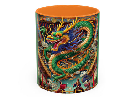 Tibetan Dragon Over Kabuki Duel Colorful Mugs (11oz, 15oz)