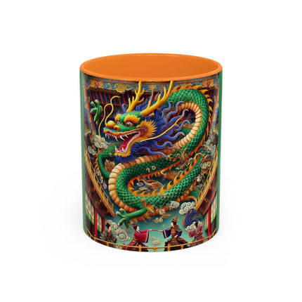 Tibetan Dragon Over Kabuki Duel Colorful Mugs (11oz, 15oz)