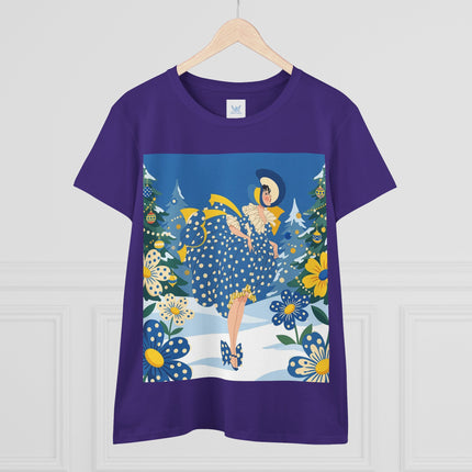 ❄️💙 The Bluebell Christmas Promenade Cotton Tee – Art Deco Holiday Elegance