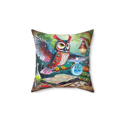 Owl's Magical Workshop Spun Polyester Square Pillow