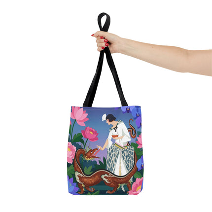 🐉🌸 The Dragon Keeper Tote Bag – Art Deco Floral Fantasy