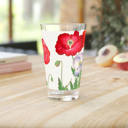 Poppies by Tanigami Kônan Pint Glass – Bold Blooms & Japanese Woodblock Elegance