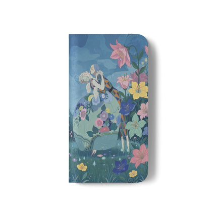 🌸💙 The Lovers In The Enchanted Garden Flip Case – Art Deco Floral Romance