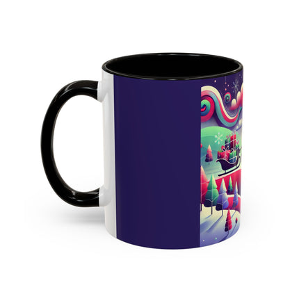 Festive Reindeer Flight Colorful Mugs (11oz, 15oz)