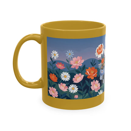 🌸🎭 The Lady Of The Floral Masquerade Garden Ceramic Mug – Art Deco Fashion Whimsy