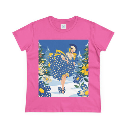 ❄️💙 The Bluebell Christmas Promenade Cotton Tee – Art Deco Holiday Elegance