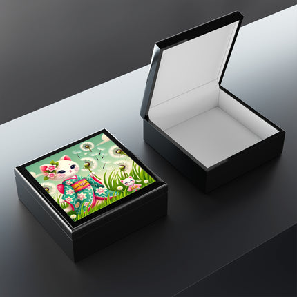 Geisha Kitten and the Dandelion Wish Jewelry Box