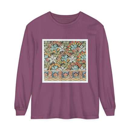 Art Nouveau Geranium Flower Garment-dyed Long Sleeve T-Shirt