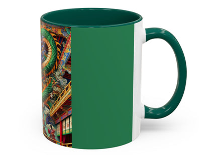 Tibetan Dragon Over Kabuki Duel Colorful Mugs (11oz, 15oz)