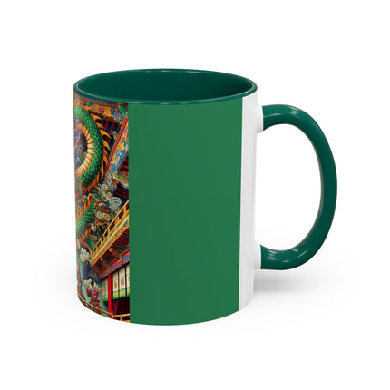 Tibetan Dragon Over Kabuki Duel Colorful Mugs (11oz, 15oz)
