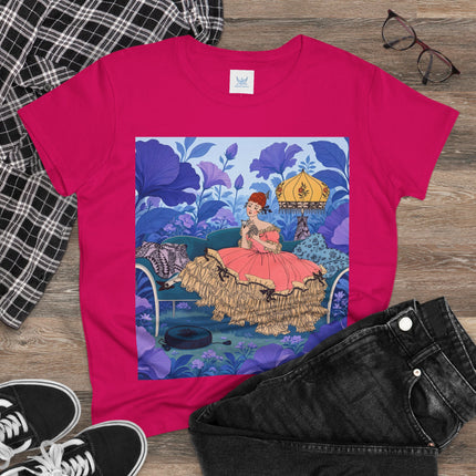 🌸🛋️ The Enchanted Garden Repose Cotton Tee – Art Deco Floral Whimsy