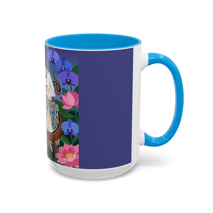 The Lady And The Garden Dragon Colorful Mugs – Art Deco Mythical Botanical Elegance