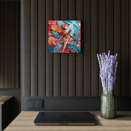 Hibiscus Fairy Acrylic Wall Clock, Round and Square