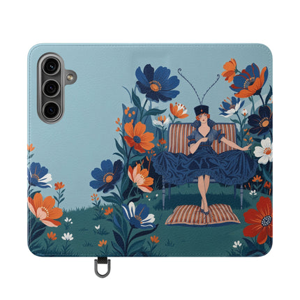 🌺🎩 The Lady Of The Grand Flower Garden Flip Case – Art Deco Floral Fantasy
