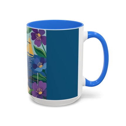 The Lady Of The Golden Horizon Colorful Mugs – Art Deco Coastal Elegance