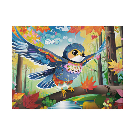 Baby Hawk Plays in Forest Matte Canvas, Stretched, 0.75"