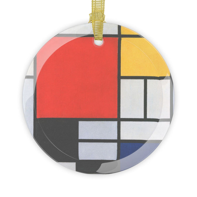 Composition with Red, Yellow, Blue, and Black by Piet Mondrian Glass Ornament