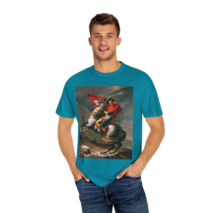 Napoleon Crossing the Alps by Jacques-Louis David Unisex Garment-Dyed T-shirt