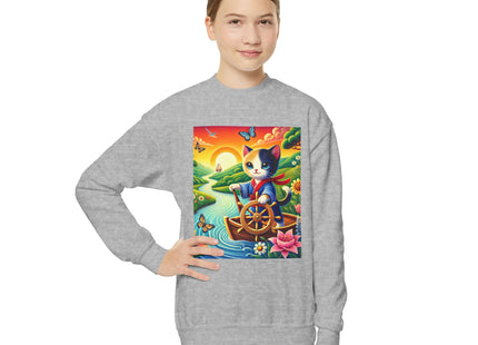 Sailor Kitten’s River Adventure Youth Crewneck Sweatshirt