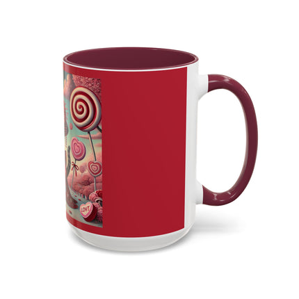 Whimsical Geisha Kitten in a Valentine Garden Colorful Mugs (11oz, 15oz)