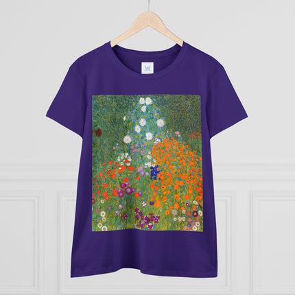 Cottage Garden by Gustav Klimt Women's Midweight Cotton Tee