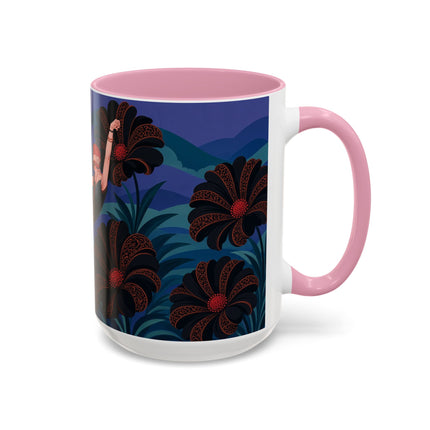 🖤🌺 The Midnight Floral Acrobat Colorful Mug – Art Deco Fashion Whimsy