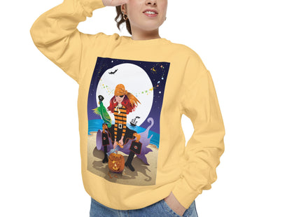 Moonlit Pirate Halloween Unisex Garment-Dyed Sweatshirt