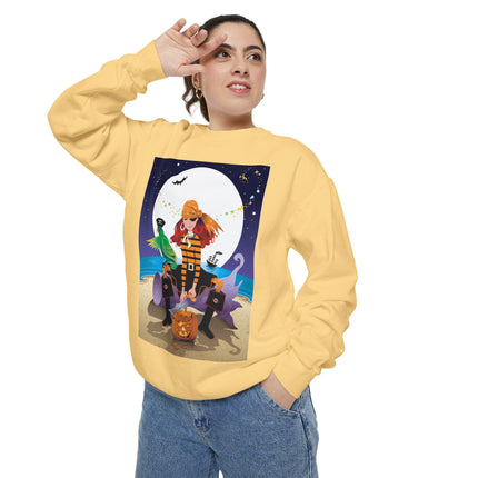 Moonlit Pirate Halloween Unisex Garment-Dyed Sweatshirt