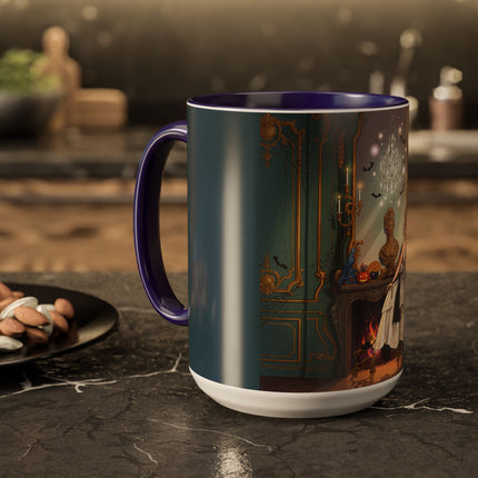 🕯️🎃 The Moonlit Manor Drawing Room Colorful Mug – Elegant Halloween Charm