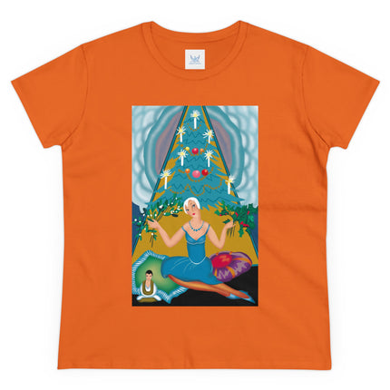 Art Deco Christmas Elegance Women's Midweight Cotton Tee