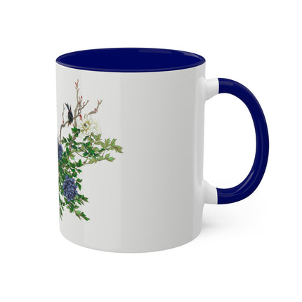 Peonies and Birds by Okamoto Shuki Colorful Mugs, 11oz