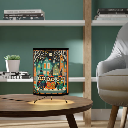 Night of the Trick-or-Treating Owlets Tripod Lamp