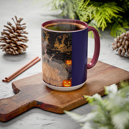 🌙🎃 The Moonlit Parlor Masquerade Colorful Mug – Elegant Halloween Romance