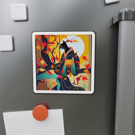 Black Cat in Kimono Die-Cut Magnets (5 Sizes)