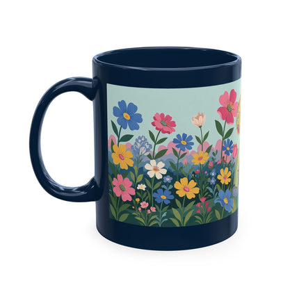 🌼🪭 The Lady Of The Grand Flower Garden Ceramic Mug – Art Deco Garden Whimsy