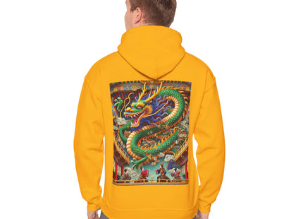 Tibetan Dragon Over Kabuki Duel – Heavy Blend™ Hooded Sweatshirt