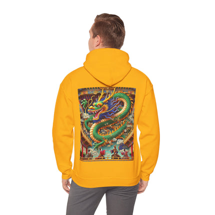 Tibetan Dragon Over Kabuki Duel – Heavy Blend™ Hooded Sweatshirt